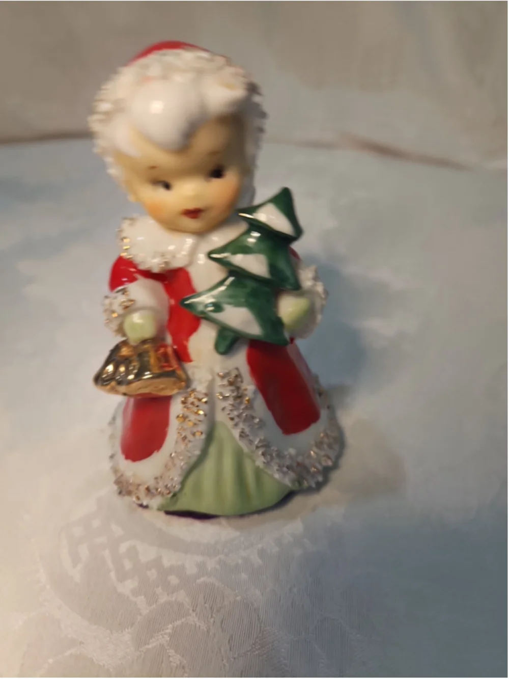 Lefton Exclusive Vintage Angel Bell Porcelain Spaghetti Trim Holding Tree - Picture 12 of 13